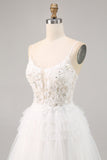 Witte Tule A Line Homecoming Jurk met Appliques