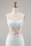 Sprankelende witte bodycon korset homecoming jurk met applicaties