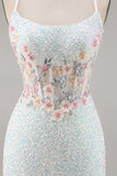 Sprankelende witte bodycon korset homecoming jurk met applicaties