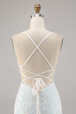 Sprankelende witte bodycon korset homecoming jurk met applicaties