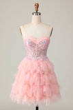 Roze korset pailletten A Line Homecoming jurk