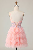 Roze korset pailletten A Line Homecoming jurk