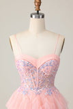 Roze korset pailletten A Line Homecoming jurk