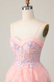 Roze korset pailletten A Line Homecoming jurk