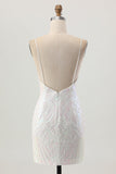 Sprankelende witte bodycon backless pailletten korte homecoming-jurk