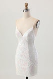 Sprankelende witte bodycon backless pailletten korte homecoming-jurk