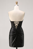 Korset Strapless Bodycon Lace Zwarte Homecoming Jurk