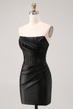 Korset Strapless Bodycon Lace Zwarte Homecoming Jurk