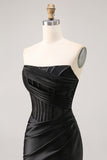 Korset Strapless Bodycon Lace Zwarte Homecoming Jurk