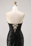 Korset Strapless Bodycon Lace Zwarte Homecoming Jurk