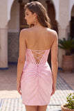 Korset Strapless Bodycon Lace Zwarte Homecoming Jurk