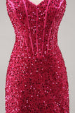 Sprankelende Fuchsia strakke korset Homecoming jurk