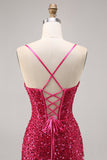 Sprankelende Fuchsia strakke korset Homecoming jurk