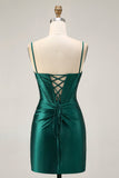 Donkergroene korset Bodycon pailletten satijnen homecoming jurk