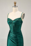 Donkergroene korset Bodycon pailletten satijnen homecoming jurk