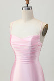 Blush Roze Bodycon Spaghettibandjes Korte Homecoming Jurk met Vetersluiting Op De Rug