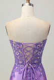 Sprankelende paarse bodycon strapless korset met ruches pailletten korte homecoming-jurk