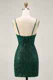 Sparkly Bodycon donkergroene pailletten korset Homecoming jurk