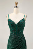 Sparkly Bodycon donkergroene pailletten korset Homecoming jurk