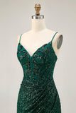 Sparkly Bodycon donkergroene pailletten korset Homecoming jurk