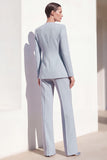 Grijs Blauw One 2-Piece Button Dames Pakken met Kant