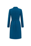 Donkerblauwe Single Breasted Peak Revers Blazer Jurk met Riem