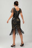 Kralen zwarte gouden gefranjerde Bodycon jaren 1920 jurk