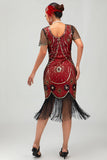 Kralen zwarte gouden gefranjerde Bodycon jaren 1920 jurk