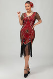 Kralen zwarte gouden gefranjerde Bodycon jaren 1920 jurk