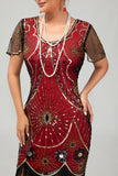 Kralen zwarte gouden gefranjerde Bodycon jaren 1920 jurk