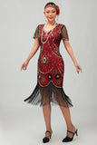 Kralen zwarte gouden gefranjerde Bodycon jaren 1920 jurk