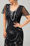 Kralen zwarte gouden gefranjerde Bodycon jaren 1920 jurk