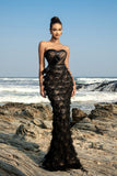 Strapless zwarte zeemeermin avondjurk