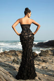 Strapless zwarte zeemeermin avondjurk