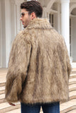 Zwarte pluizige imitatiebont winter herenjas