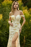 Off-the-shoulder meermin blush pailletten lange galajurk met split