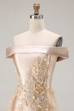 Grijze blauwe zeemeermin met off-the-shoulder appliqueerde jurk van de moeder van de bruid met pailletten