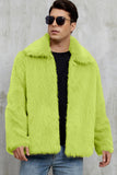 Zwarte pluizige imitatiebont korte winterjas voor heren