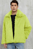 Zwarte pluizige imitatiebont korte winterjas voor heren