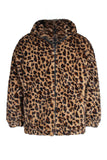 Coffee Leopard Faux Fur Heren Winterjas met Zakken
