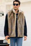 Lichtgrijs wintervest voor heren van imitatiebont