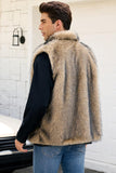 Lichtgrijs wintervest voor heren van imitatiebont