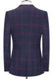 Blauwe revers met inkeping Slim Fit Plaid Heren Pakken