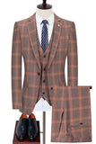 Blauwe revers met inkeping Slim Fit Plaid Heren Pakken