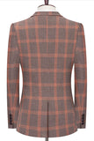 Blauwe revers met inkeping Slim Fit Plaid Heren Pakken
