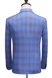 Blauwe geruite piek revers 2 stuks Prom Suits