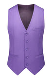 Heren Violet Single Breasted Inkeping Revers 3-delig galapakken