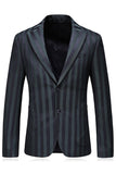 Heren Grijs Groen Gestreepte Revers 3 Stuks Prom Suits