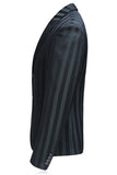 Heren Grijs Groen Gestreepte Revers 3 Stuks Prom Suits
