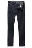 Heren Grijs Groen Gestreepte Revers 3 Stuks Prom Suits